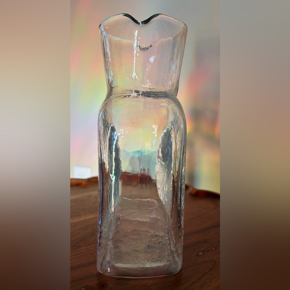 Vintage Blenko Art Glass Water Bottle 384 clear 80s - Picture 10 of 12